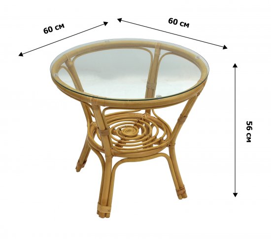Набор садовой мебели Багамы Премиум мини ротанг/полиэстер/стекло бежевый/медовый: 2 кресла и стол