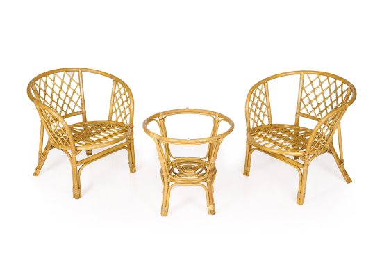 Набор садовой мебели Багамы Премиум мини ротанг/полиэстер/стекло бежевый/медовый: 2 кресла и стол