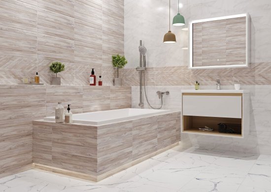 Плитка настенная Cersanit Marvel 17351 29.8x59.8 см 1.425 м² глянцевая рельефная цвет белый