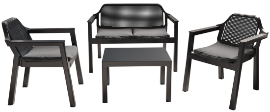 Набор садовой мебели для отдыха Adriano Easy Comfort полипропилен графит диван 2 кресла стол