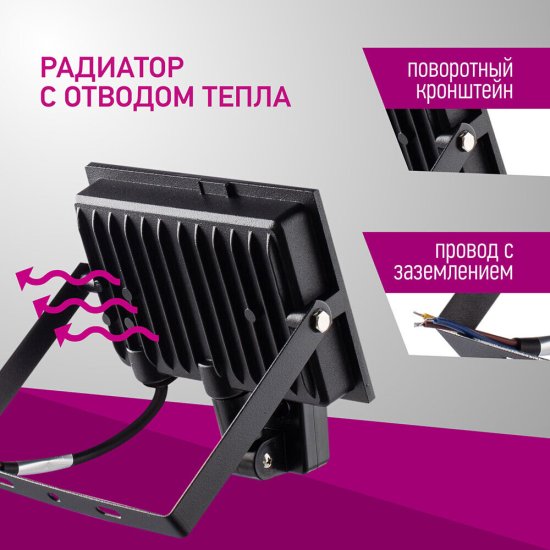 Прожектор светодиодный Онлайт ДО-30 4000К 30 Вт IP65 с датчиком движения черный