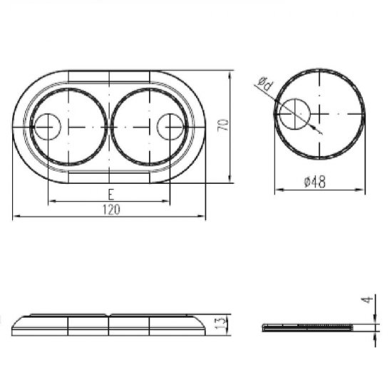 Отражатель декоративный двойной MCH d20 мм с эксцентриковой накладкой хром пластиковый (1 шт.) (KCH2000-20KIT)