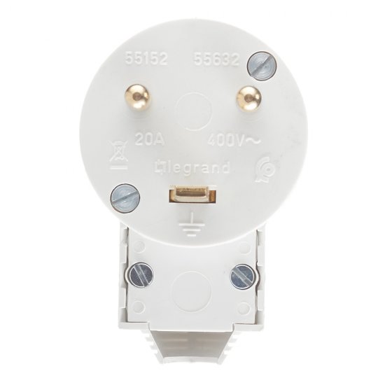 Вилка силовая угловая для электроплит Legrand с заземлением 2Р+N 20 А 380 В IP44 слоновая кость (55152)