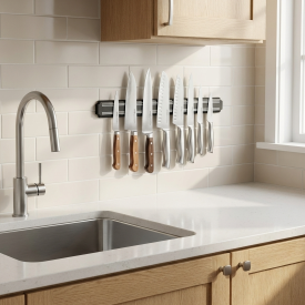 Держатель для ножей магнитный 38x4.8x1.5 см пластик цвет черный