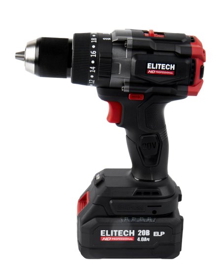 Дрель-шуруповерт аккумуляторная ударная бесщеточная Elitech HD CD20BL2, 20 В Li-ion 4 Ач