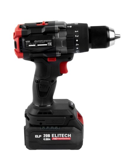 Дрель-шуруповерт аккумуляторная ударная бесщеточная Elitech HD CD20BL2, 20 В Li-ion 4 Ач