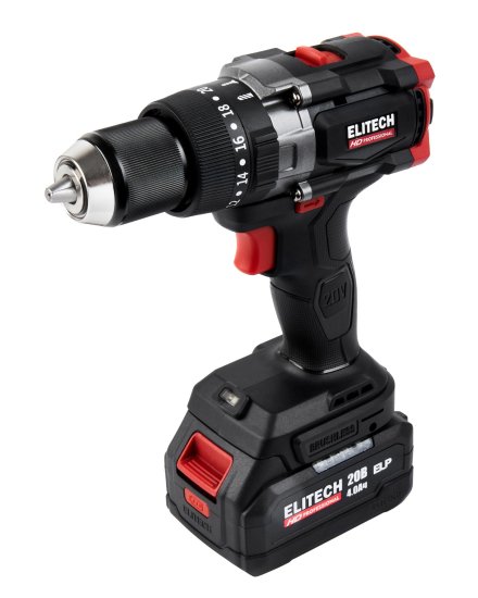 Дрель-шуруповерт аккумуляторная ударная бесщеточная Elitech HD CD20BL2, 20 В Li-ion 4 Ач