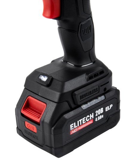 Дрель-шуруповерт аккумуляторная ударная бесщеточная Elitech HD CD20BL2, 20 В Li-ion 4 Ач