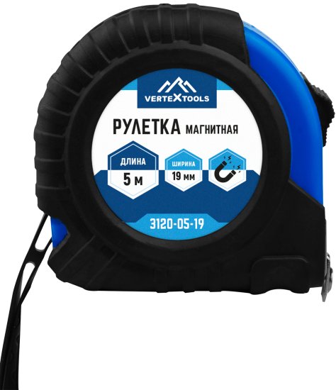 Рулетка Vertextools с магнитным наконечником 5 м x 19 мм