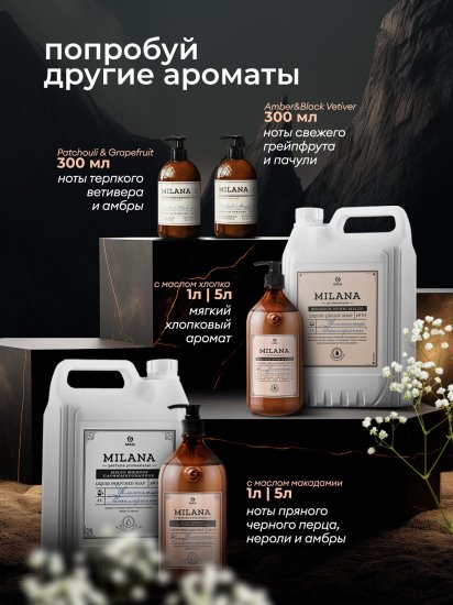 Мыло жидкое для рук парфюмированное Grass Milana Perfume Professional 1 л