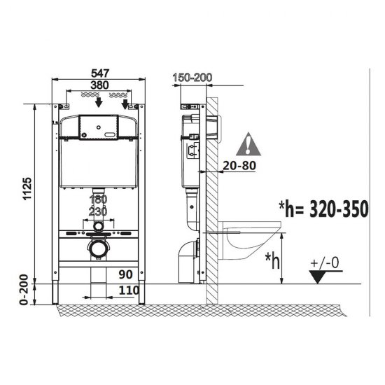 Инсталляция Roca Active B для подвесного унитаза без кнопки
