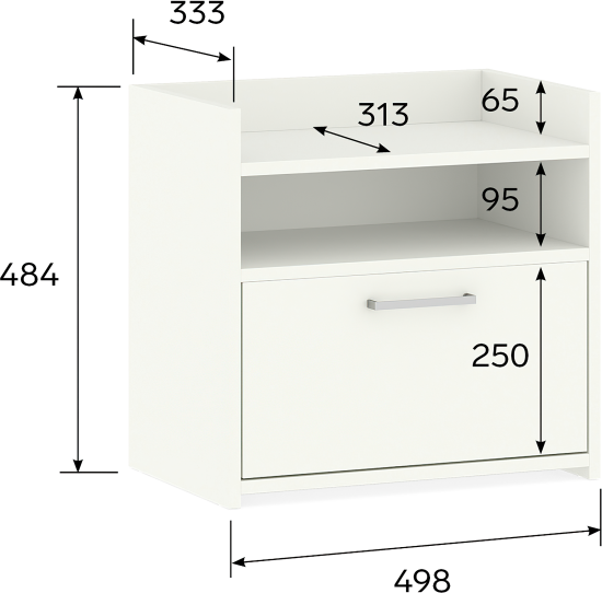 Тумба прикроватная 49.8x48.4x33.3 см ЛДСП цвет белый лед