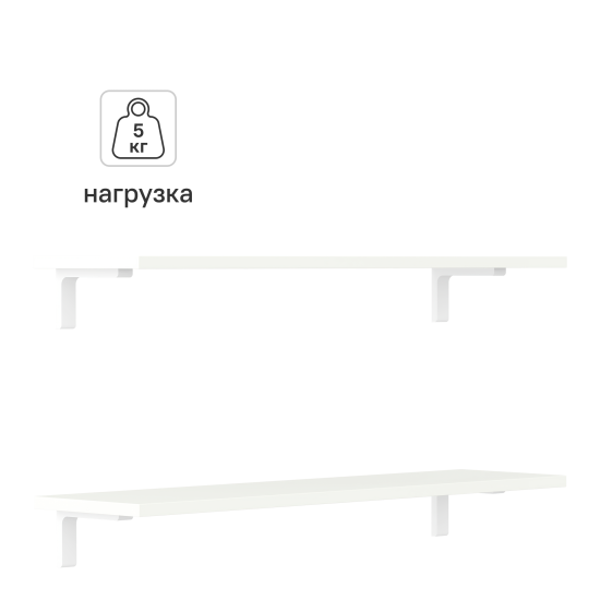 Полка настенная 80x20 см ЛДСП цвет белый лед 2 шт