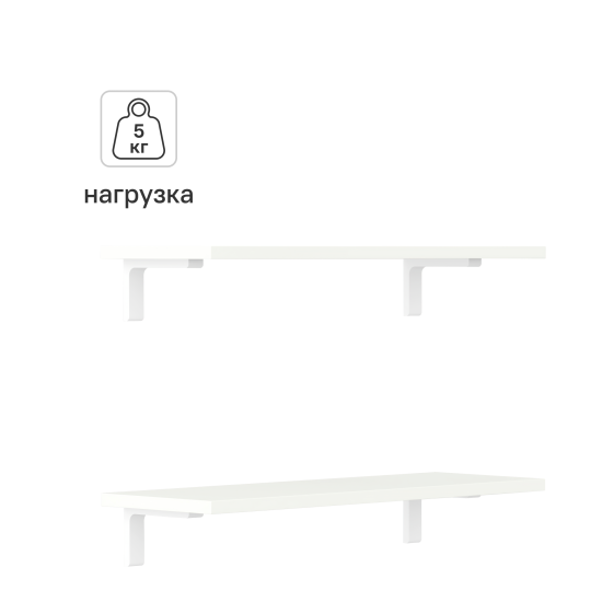 Полка настенная 60x20 см ЛДСП цвет белый лед 2 шт