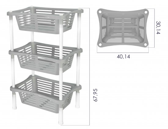 Стеллаж для ванной Berossi Relax 40.14x30.14x67.95 см цвет дымчато-серый