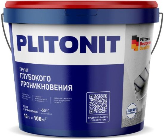 Грунтовка для сухих и влажных помещений Plitonit глубокого проникновения 10 л