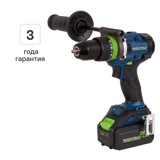 Дрель-шуруповерт аккумуляторная ударная бесщеточная Rockfield RF2094BK, 20 В Li-ion 4 Ач