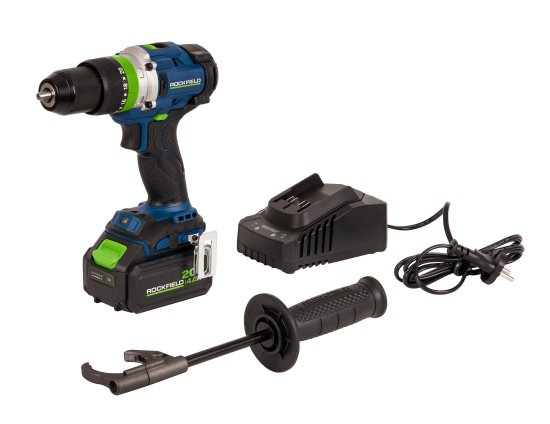 Дрель-шуруповерт аккумуляторная ударная бесщеточная Rockfield RF2094BK, 20 В Li-ion 4 Ач