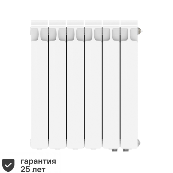 Радиатор секционный Rifar Monolit 500/100 биметалл 6 секций нижнее правое подключение цвет белый