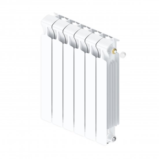 Радиатор секционный Rifar Monolit 500/100 биметалл 6 секций нижнее правое подключение цвет белый