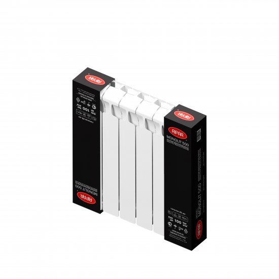 Радиатор секционный Rifar Monolit 500/100 биметалл 6 секций нижнее правое подключение цвет белый