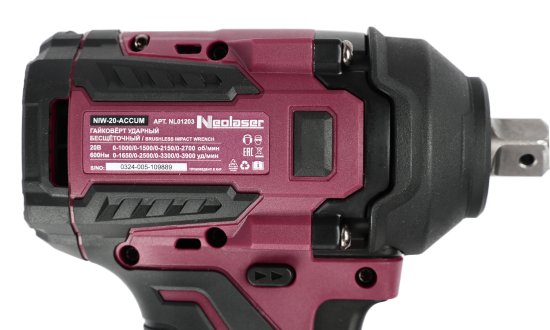 Гайковерт аккумуляторный ударный бесщеточный Neolaser NIW20ACCUM, 20 В Li-Ion без Акб и Зу, 600 Нм