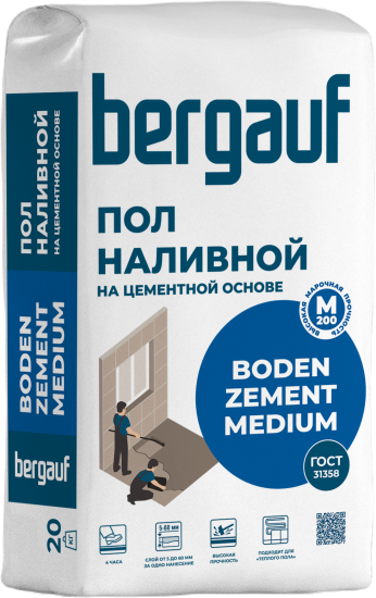 Наливной пол Bergauf Boden Zement Medium 20 кг