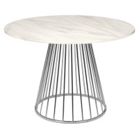 Стол BRADEX liverpool диаметр 100 см, керамогранит, белый мрамор с хромированными ножками