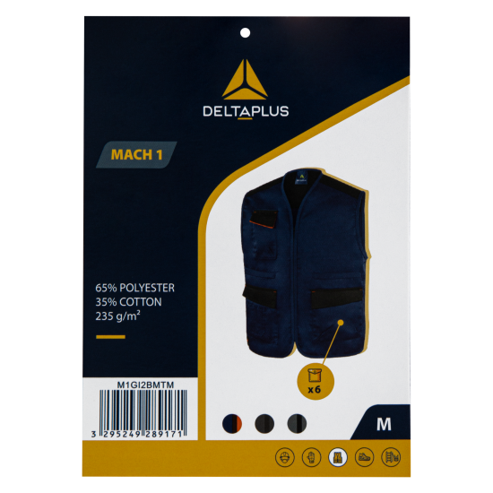 Жилет рабочий Delta Plus Mach1 цвет синий размер M рост 172