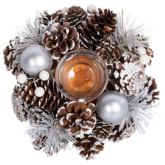 Декоративное украшение Подсвечник из шишек 17x9 см