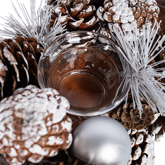 Декоративное украшение Подсвечник из шишек 45x17 см