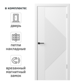 Дверь межкомнатная глухая с замком и петлями в комплекте Синди-13 90x200 см эмаль цвет белый