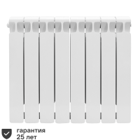 Радиатор секционный Rifar Monolit 500/100 биметалл 8 секций нижнее левое подключение цвет белый