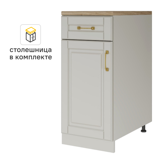 Кухонный шкаф напольный с ящиком Лача 40x85x60 см МДФ цвет ванильный