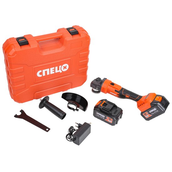 УШМ аккумуляторная бесщеточная Спец БШУ-21Б, 21 В Li-Ion 2x4 Ач, 125 мм