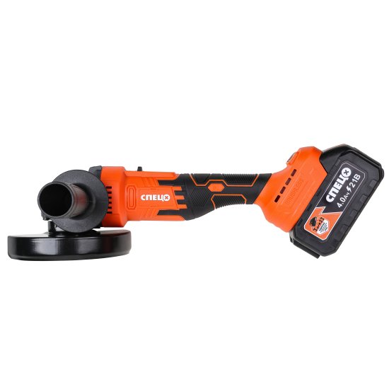 УШМ аккумуляторная бесщеточная Спец БШУ-21Б, 21 В Li-Ion 2x4 Ач, 125 мм