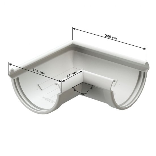 Угол желоба Docke Lux пластиковый d140 мм 90° шоколад RAL 8019