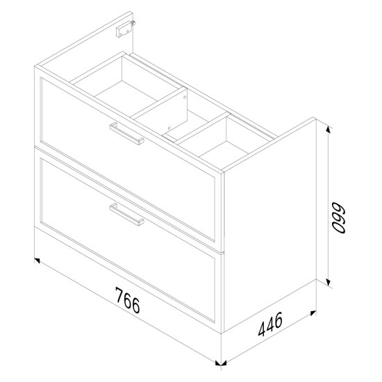 Корпус тумбы подвесной AM.PM Force M9FCFUX0802WM 66x76.5x44.6 см цвет белый матовый