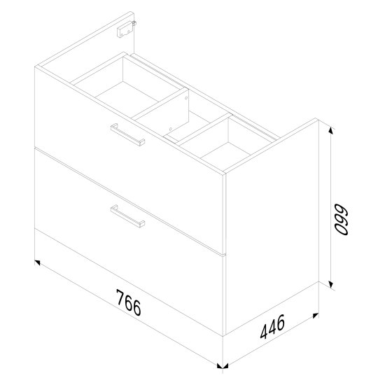 Корпус тумбы подвесной AM.PM Force M9FCFUX0802WM 66x76.5x44.6 см цвет белый матовый