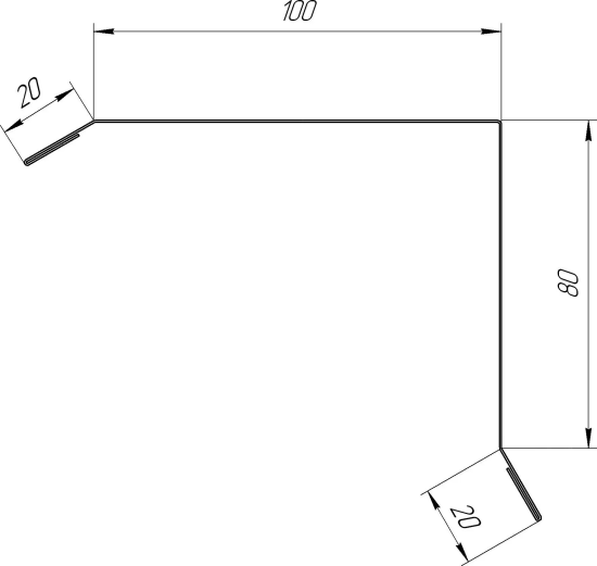 Планка ветровая для металлочерепицы 80x100 мм 2 м 0.4 мм RAL 7024 серый