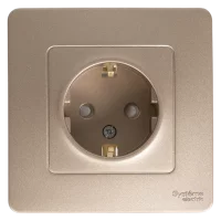 Розетка встраиваемая Systeme Electric Blanca с заземлением со шторками 16 А цвет титановый