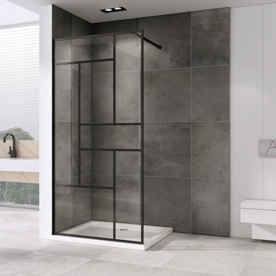 Душевая перегородка Abber Immer Offen черная 100х200 см стекло прозрачное 6 мм (AG63100B)