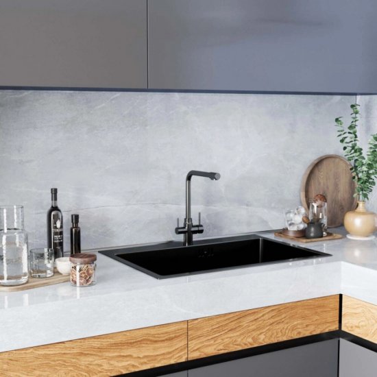 Смеситель для кухни Mixline MLSS-0320 графит с высоким изливом с подключением к фильтру однорычажный (553820)