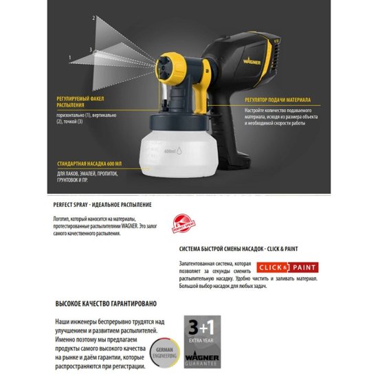Краскопульт электрический Wagner W150 300 Вт 0,6 л (2359328)