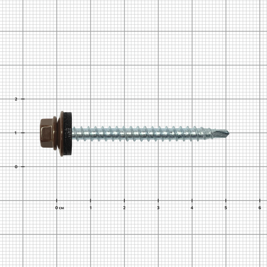 Саморезы кровельные по дереву DILWIS с пресс-шайбой со сверлом RAL 8017 4.8x51 мм 60 шт.