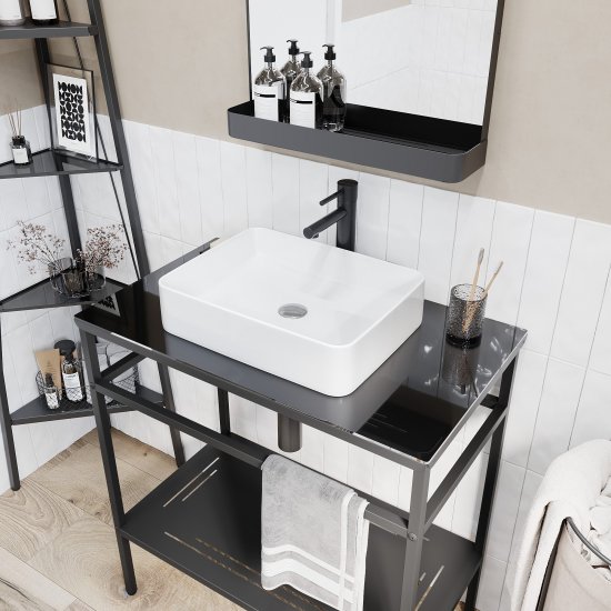 Столешница в ванную KONSENSA Бруклин 56x44 см стекло цвет черный