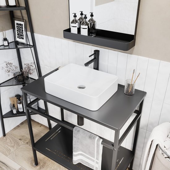 Столешница в ванную KONSENSA Бруклин 75x44 см сталь цвет черный