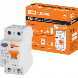 Узо TDM ELECTRIC ВД1-63 2Р 40А 30мА тип А