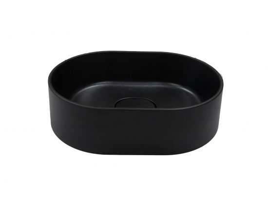 Раковина Mira Oval CM накладная 35 см литьевой мрамор цвет черный матовый