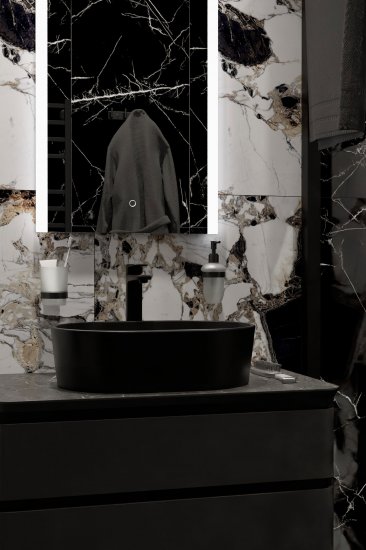 Раковина Mira Oval CM накладная 35 см литьевой мрамор цвет черный матовый